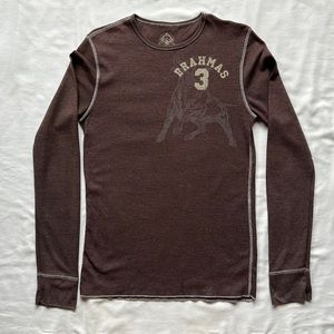 BCF Vintage Brown Brahmas 3 Logo Thermal Long Sleeve Shirt